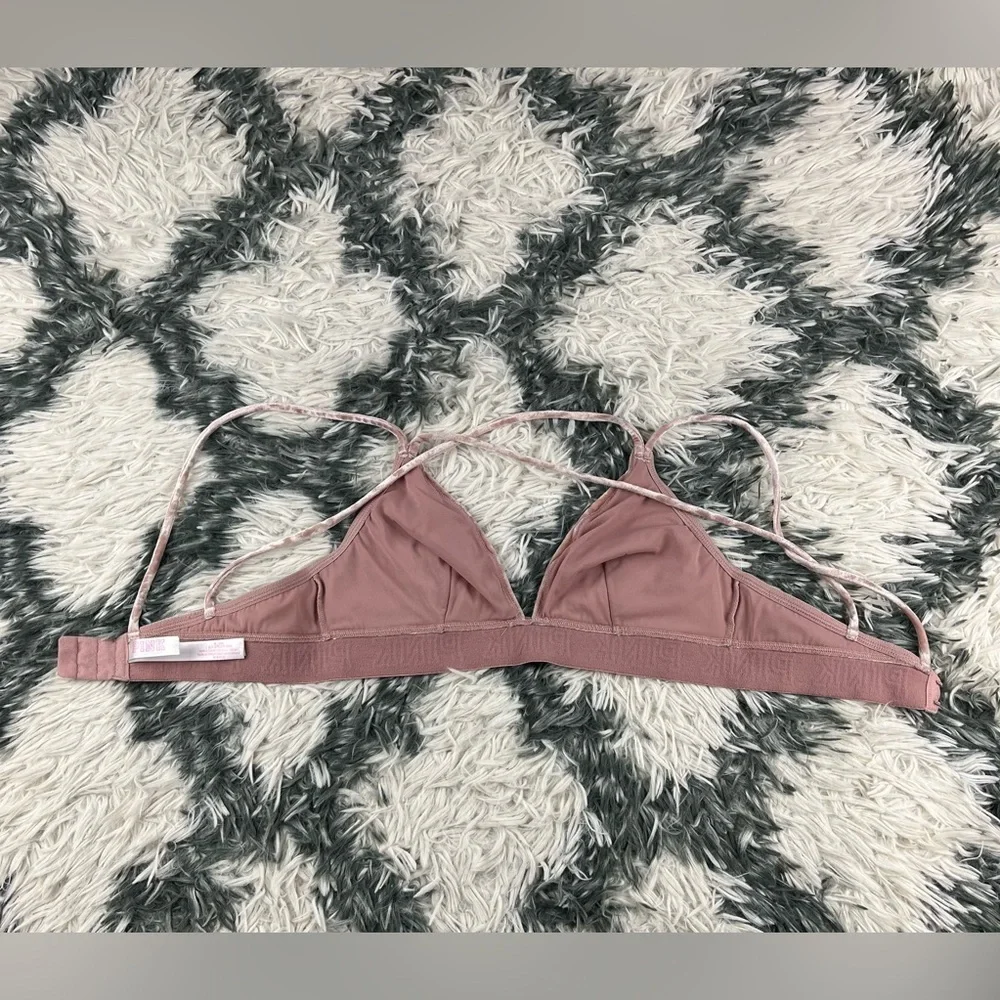 Victoria's Secret PINK Womens Bralette Velour Velvet Unlined Strappy Back Medium